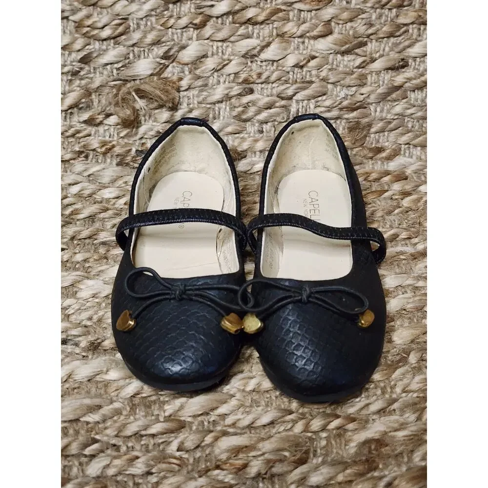 Capelli Toddler Girls Black Ballet Flats Size 8 Slip-On Shoes